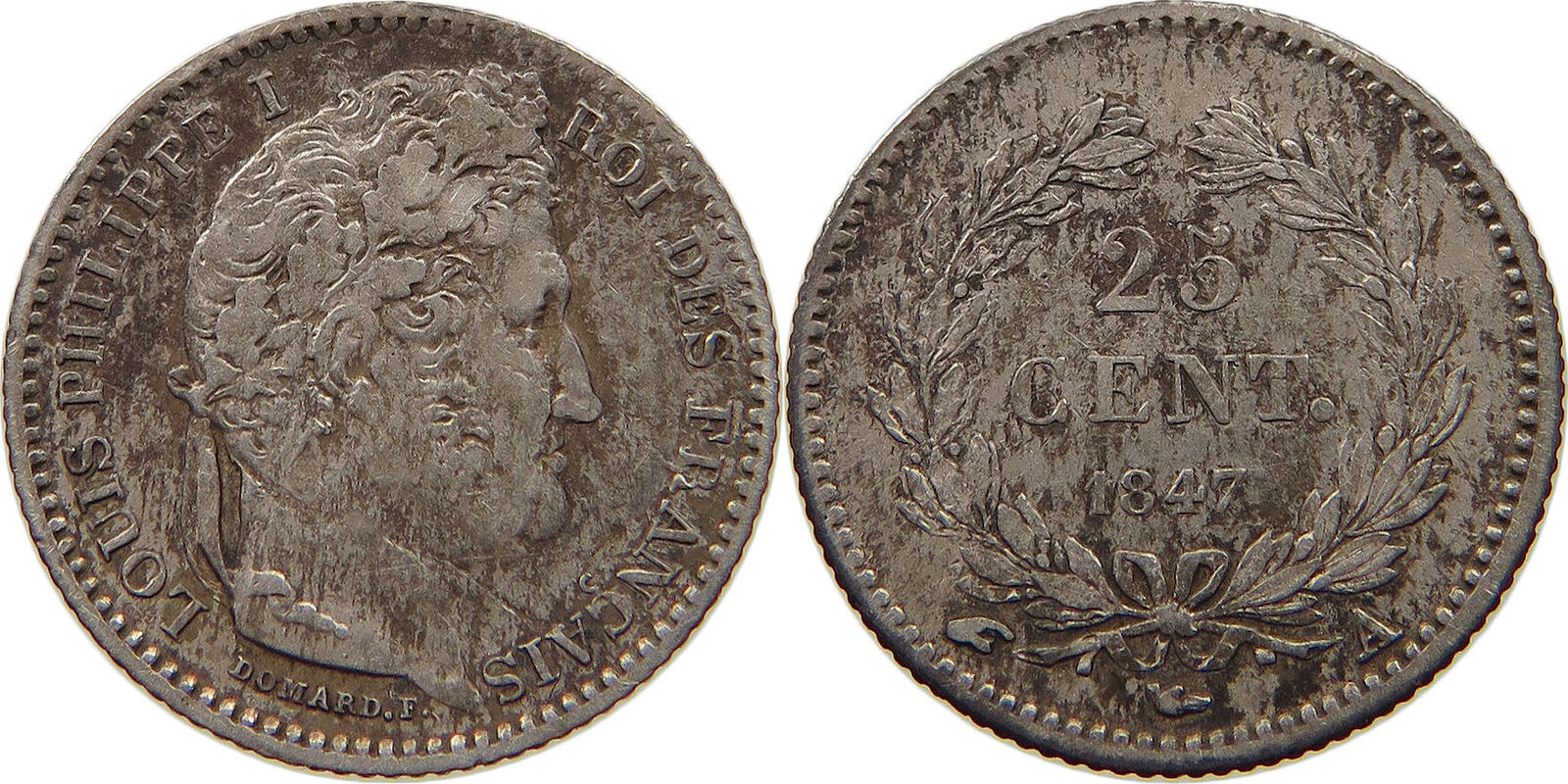 FRANCE 25 CENTIMES 1847 A LOUIS PHILIPPE I. (1830-1848) SS | MA-Shops