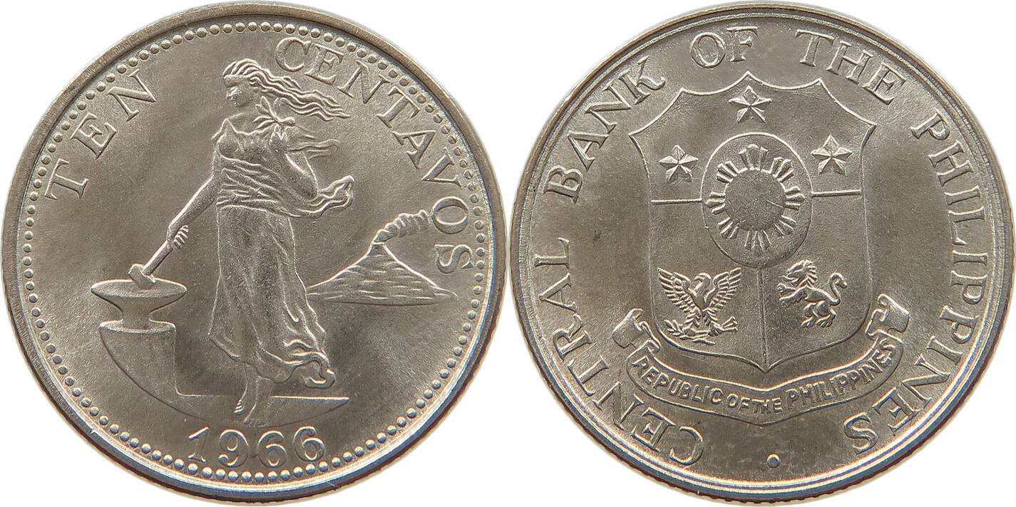 PHILIPPINES 10 CENTAVOS 1966 VZ | MA-Shops