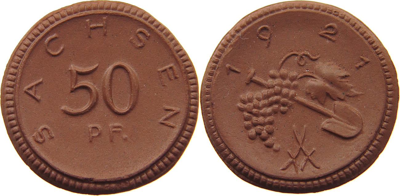 Deutsches Reich, Sachsen, 50 pfennig 1921 BöttgerSteinzeug ss Deutsches Reich, Sachsen, 50 pfennig 1921 BöttgerSteinzeug ss