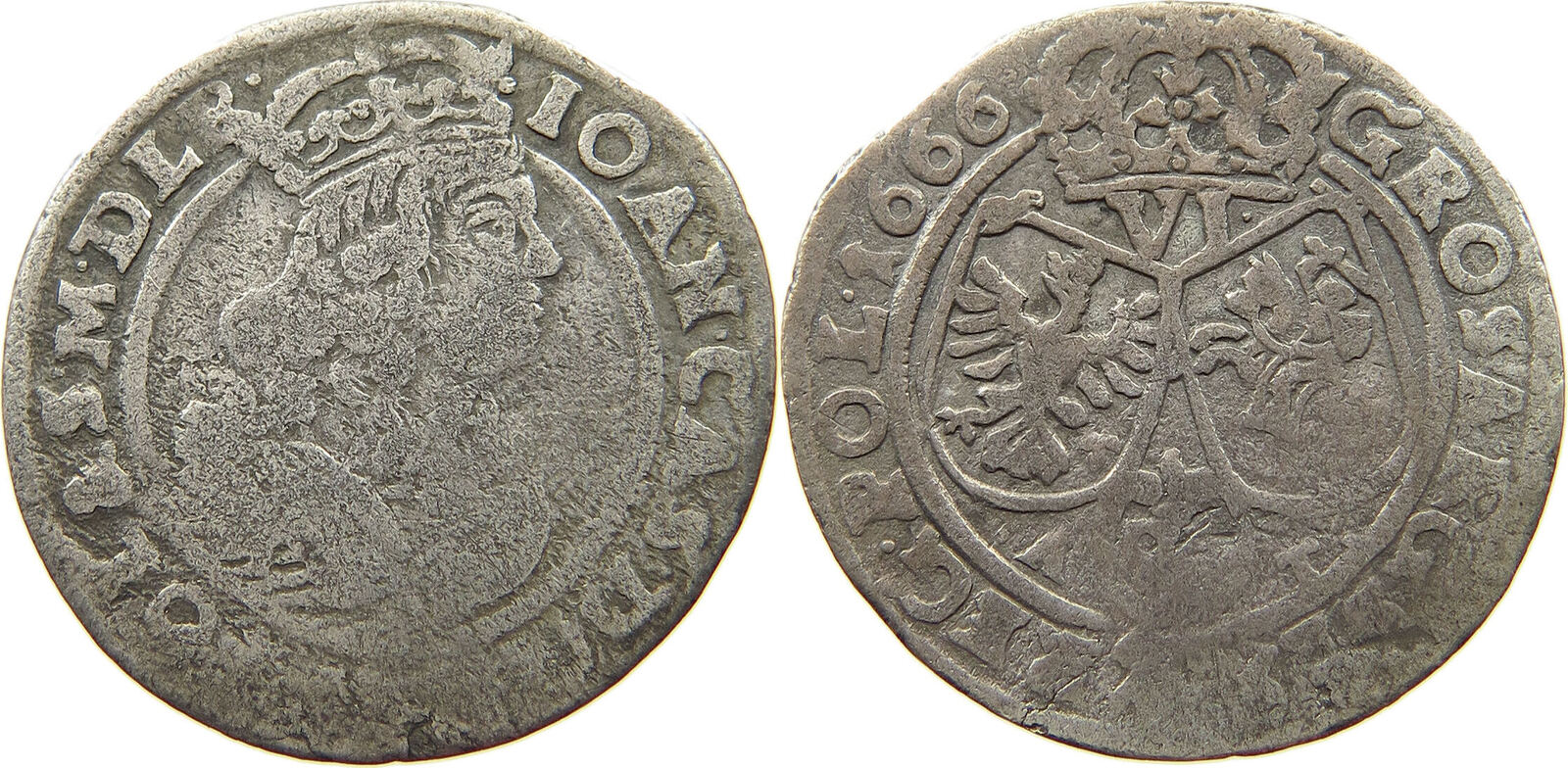 POLAND 6 GROSCHEN 1666 AT Johann Casimir 1649-1668 S | MA-Shops