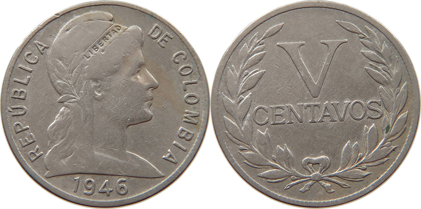 COLOMBIA 5 CENTAVOS 1946 SS MA Shops colombia-5-centavos-1946-ss-ma-shops