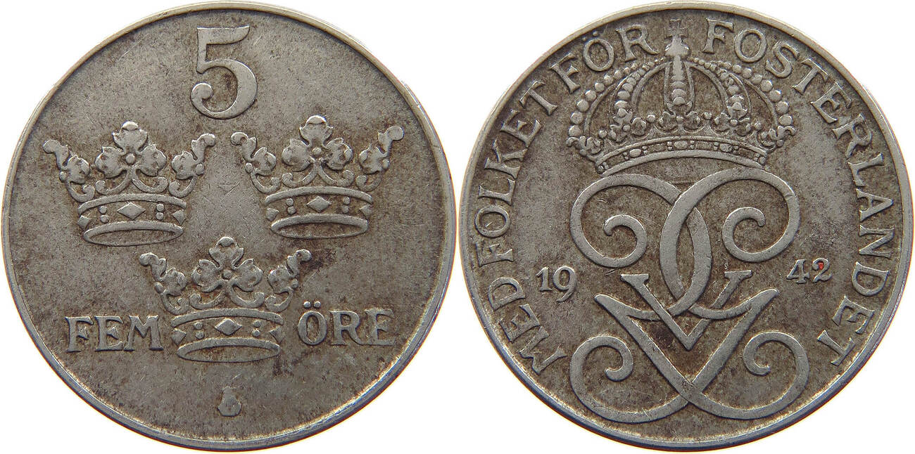 SWEDEN 5 ÖRE 1942 Gustav V. (1907-1950) SS | MA-Shops