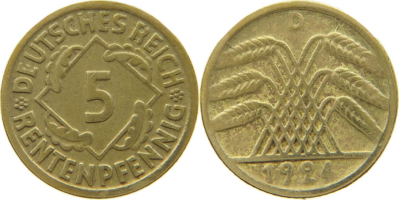 WEIMAR 5 RENTENPFENNIG 1924 D SS- | MA-Shops