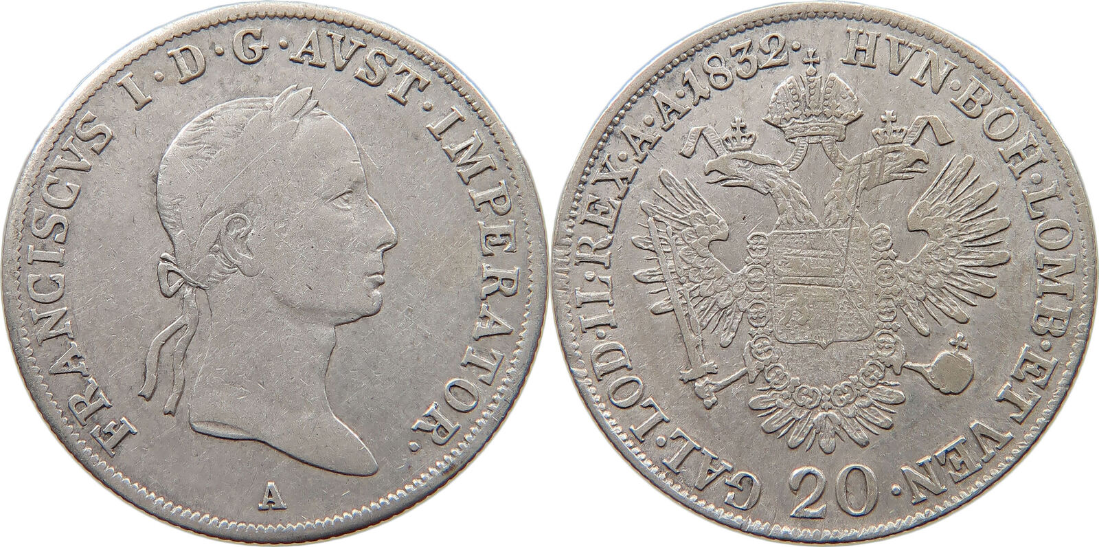 HAUS HABSBURG 20 KREUZER 1832 FRANZ II. 1792-1835 S-SS | MA-Shops