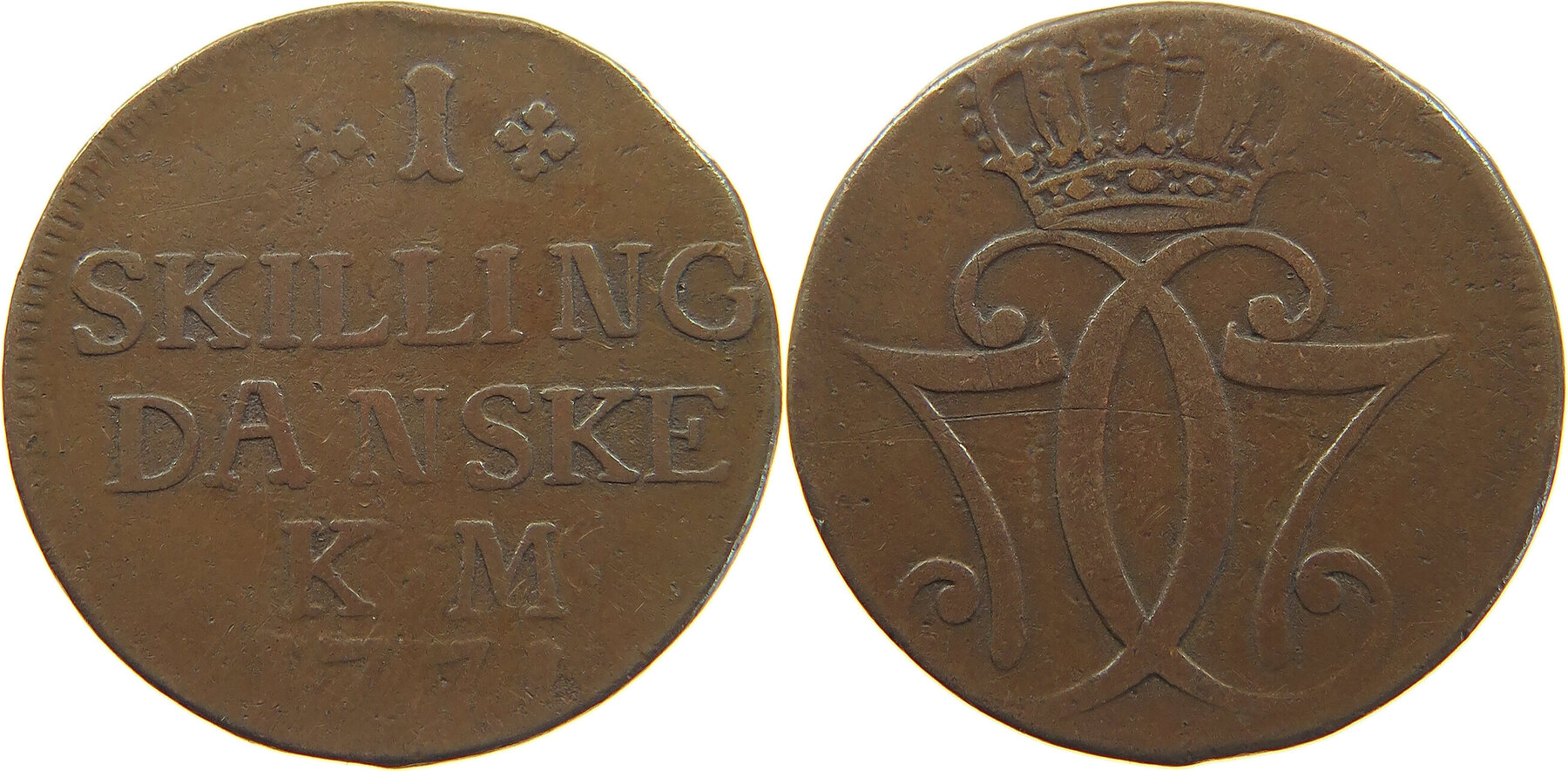 DENMARK SKILLING 1771 Christian VII. (1766-1808) RARE SS | MA-Shops