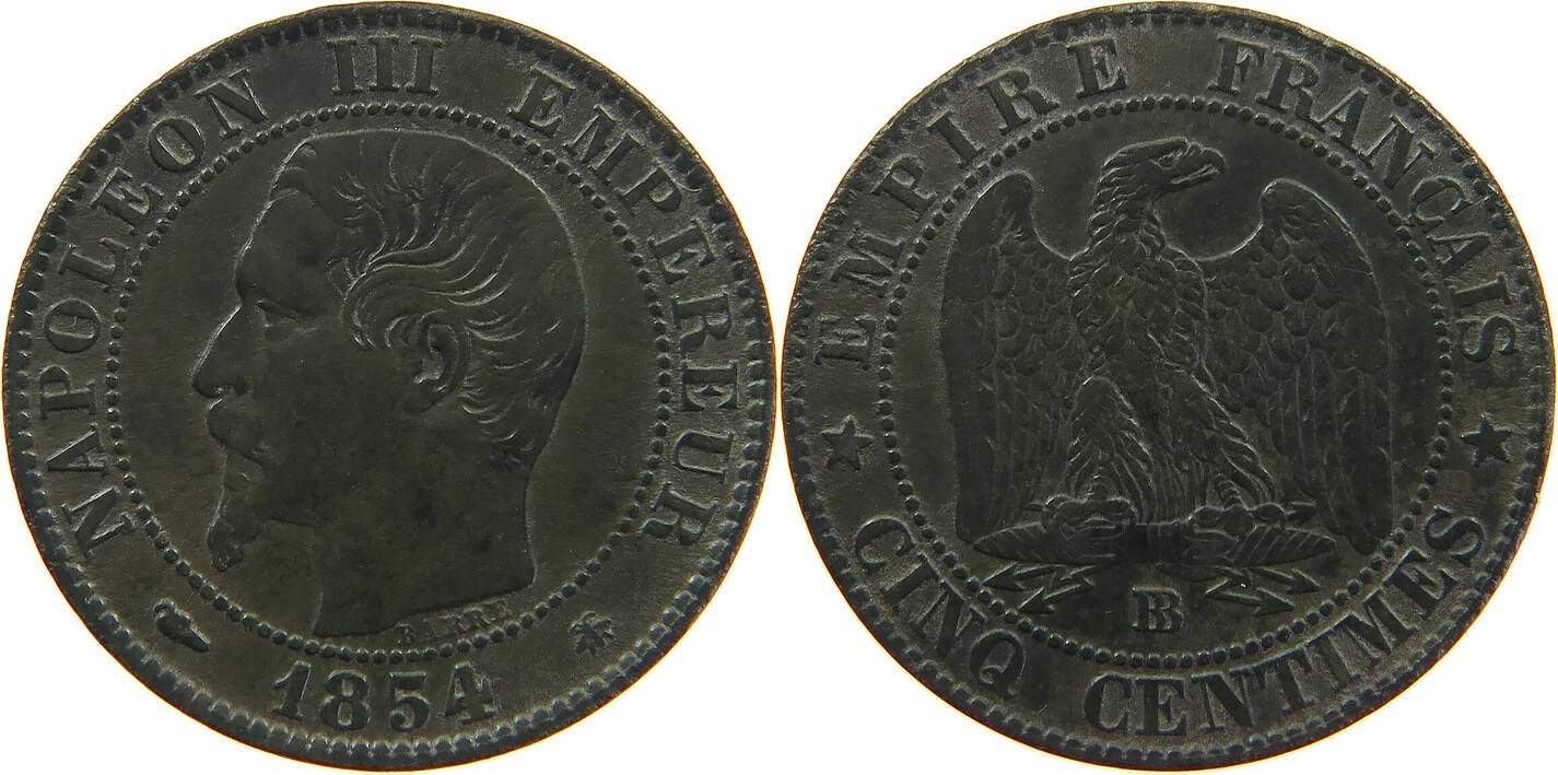 FRANCE 5 CENTIMES 1854 BB Napoleon III. (1852-1870) SS | MA-Shops