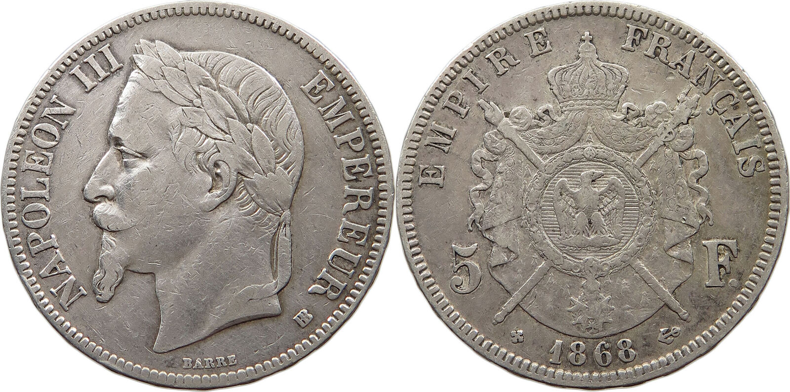 FRANCE 5 FRANCS 1868 BB Napoleon III. (18521870) SS
