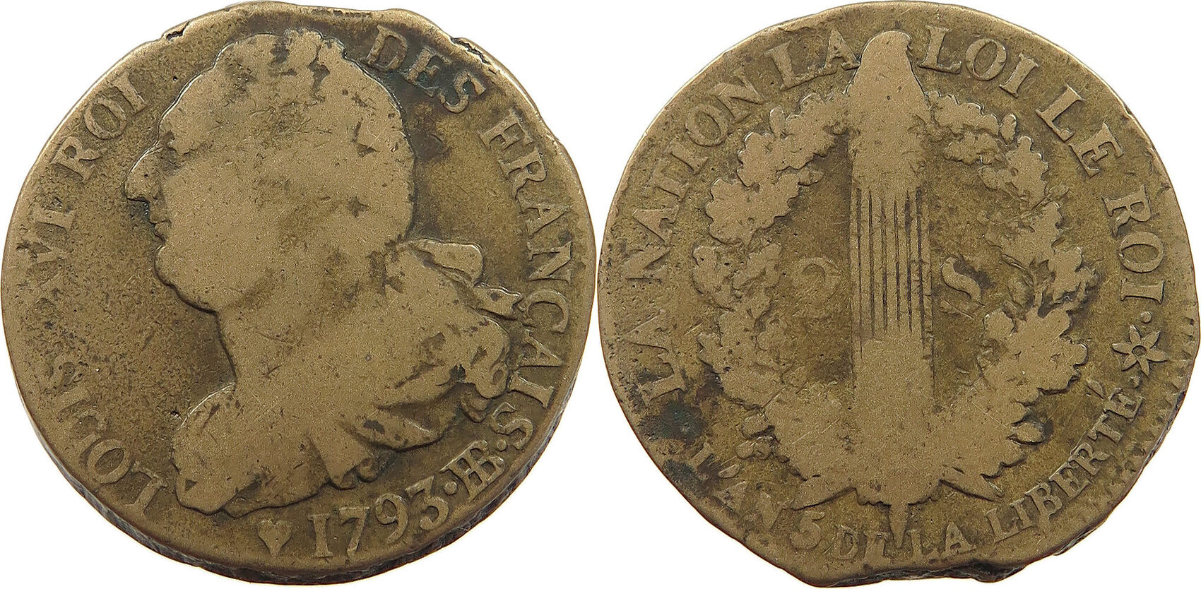 FRANCE 2 SOLS 1793 BB AN 5 Louis XVI (17741793) S+