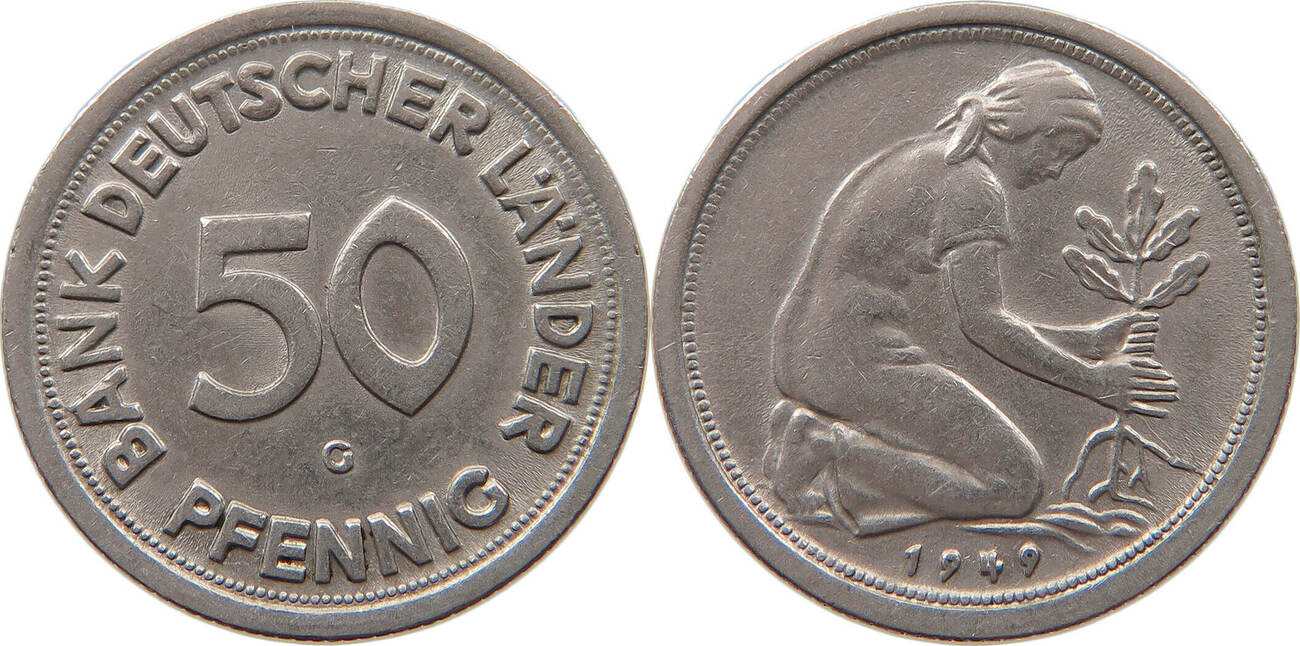 50 Pfennig 1949 G Bundesrepublik Deutschland Wert BRD 50 PFENNIG 1949 G SS | MA-Shops