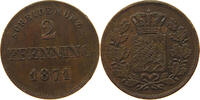 BAYERN 2 PFENNIG Ludwig II. (1864-1886) SCHILT IM AVERS -