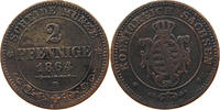 SACHSEN ALBERTINISCHE LINIE 2 PFENNIG Johann 1854-1873. -