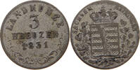 SACHSEN MEININGEN 3 KREUZER 1831 Bernhard Erich Freund (1803-1866) S-SS