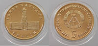 DDR 5 MARK Rotes Rathaus VERGOLDET -