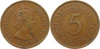 MAURITIUS 5 CENTS Elizabeth II. (1952-2022) -