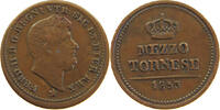 ITALY STATES SICILY MEZZO TORNESE Ferdinando II di Borbone (1830-1859) OFF-CENTER -