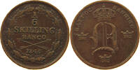 SWEDEN 1/6 SKILLING Oscar I. (1844-1859) -