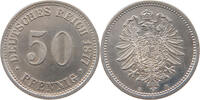 50 PFENNIG 1877 KAISERREICH  PP SHINY FIELDS MINOR HAIRLINES