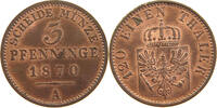 BRANDENBURG PREUSSEN 3 PFENNIG 1870 A Wilhelm I. (1861-1888) VZ