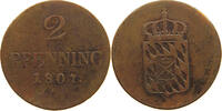 2 PFENNIG 1807 BAYERN Maximilian I. Joseph 1806-1825. SS