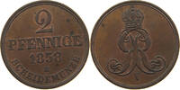 2 PFENNIG 1858 BRAUNSCHWEIG CALENBERG HANNOVER Georg V. 1851-1866. SS+