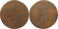 HESSEN KASSEL 1/2 KREUZER Wilhelm I. 1803-1821. -