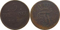 MECKLENBURG SCHWERIN 3 PFENNIG Friedrich Franz II. 1842-1883. -