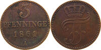MECKLENBURG SCHWERIN 3 PFENNIG Friedrich Franz II. 1842-1883. -