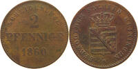 SACHSEN MEININGEN 2 PFENNIG Bernhard Erich Freund 1821-1866 -