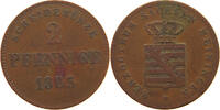SACHSEN MEININGEN 2 PFENNIG Bernhard Erich Freund 1803-1866. -