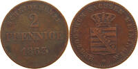 SACHSEN MEININGEN 2 PFENNIG Bernhard Erich Freund 1803-1866. -