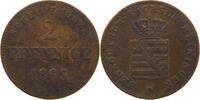SACHSEN MEININGEN 2 PFENNIG Bernhard Erich Freund 1803-1866. -