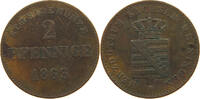 SACHSEN MEININGEN 2 PFENNIG Bernhard Erich Freund 1803-1866. -