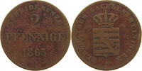 SACHSEN MEININGEN 2 PFENNIG Bernhard Erich Freund 1803-1866. -