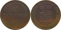 SACHSEN MEININGEN 2 PFENNIG Bernhard Erich Freund 1803-1866. -