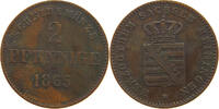 SACHSEN MEININGEN 2 PFENNIG Bernhard Erich Freund 1803-1866. -