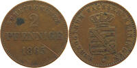 SACHSEN MEININGEN 2 PFENNIG Bernhard Erich Freund 1803-1866. -