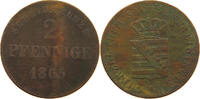 SACHSEN MEININGEN 2 PFENNIG Bernhard Erich Freund 1803-1866. -