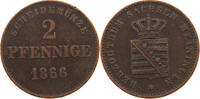 SACHSEN MEININGEN 2 PFENNIG Bernhard Erich Freund 1803-1866. -