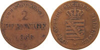 SACHSEN MEININGEN 2 PFENNIG Bernhard Erich Freund 1803-1866. -