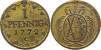 SACHSEN ALBERTINISCHE LINIE PFENNIG Friedrich August III. 1763-1806. VERGOLDET -