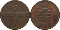 SACHSEN ALBERTINISCHE LINIE 2 PFENNIG Friedrich August II. 1836-1854. -