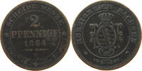 SACHSEN ALBERTINISCHE LINIE 2 PFENNIG Johann (1854-1873) -
