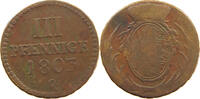 SACHSEN ALBERTINISCHE LINIE 3 PFENNIG Friedrich August III. 1763-1806. -