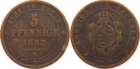 SACHSEN ALBERTINISCHE LINIE 5 PFENNIG Johann 1854-1873. -