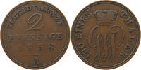 SCHAUMBURG LIPPE 2 PFENNIG Georg Wilhelm 1807-1860 -