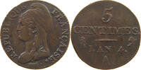 FRANCE 5 CENTIMES AN 4 A DOUBLE STRUCK AN SS