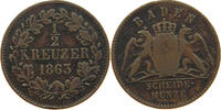 BADEN DURLACH 1/2 KREUZER Friedrich I. (1852-1907) -