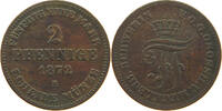 MECKLENBURG SCHWERIN 2 PFENNIG 1872 B Friedrich Franz II. 1842-1883 SS- 9,00 EUR  zzgl. 5,99 EUR Versand