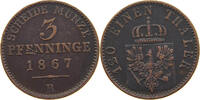 BRANDENBURG PREUSSEN 3 PFENNIG Wilhelm I. (1861-1888) -