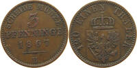 BRANDENBURG PREUSSEN 3 PFENNIG Wilhelm I. (1861-1888) -